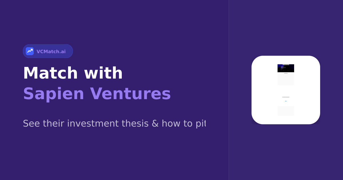 Sapien Ventures Investor Profile | VCMatch
