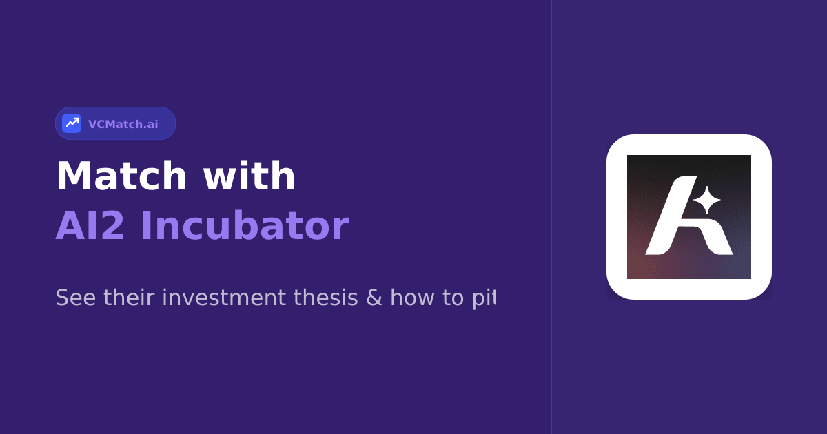 AI2 Incubator Pre-Seed to Seed Investor | VCMatch