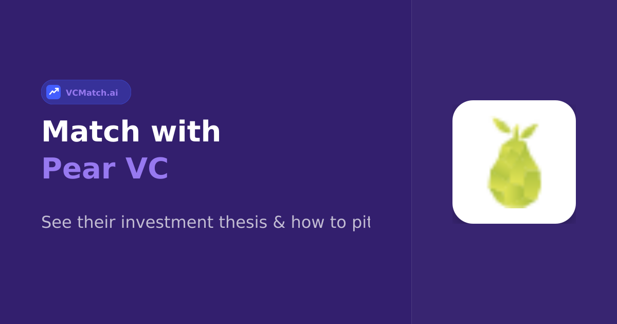 Pear VC Pre-Seed to Seed Investor | VCMatch